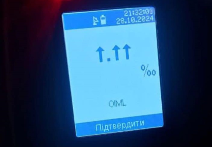 У Мукачеві у крові повторно п'яного і "безправного" водія виявили рекордні 5 проміле алкоголю